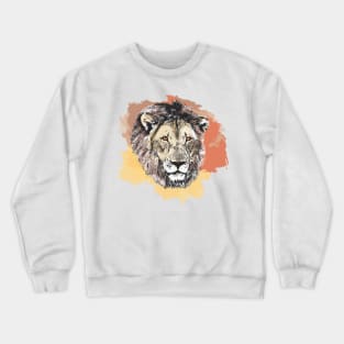 Lion Male Close-up Watercolor Painting for Lion Fans Crewneck Sweatshirt
